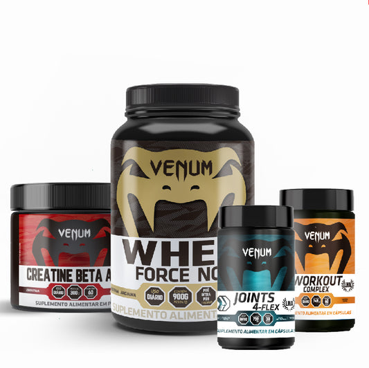 Kit Treino Avançado - Whey Force NO3, Creatine Beta ATP, Workout e Joints4Flex