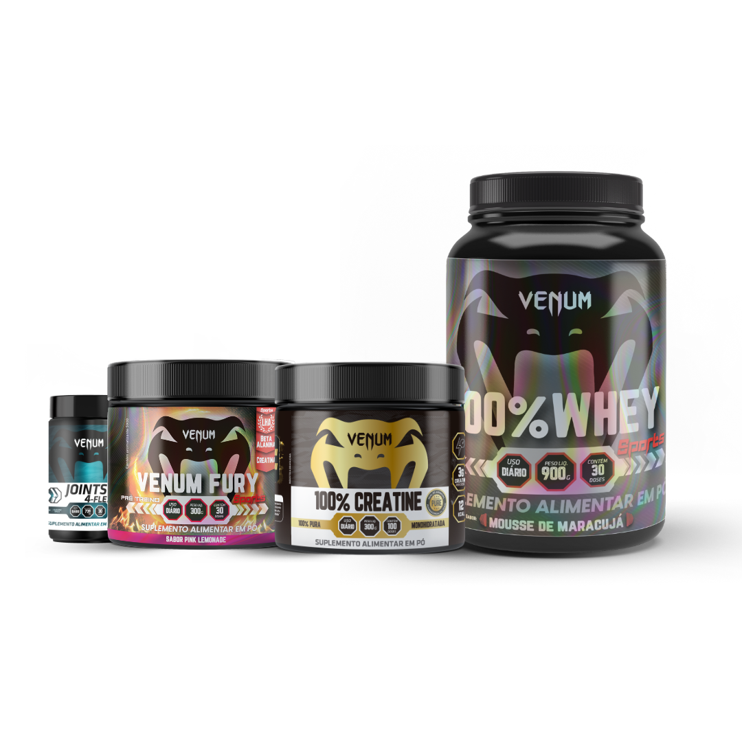 Kit KJ - Whey 100%, Venum Fury, Creatine 100%, Joints4Flex + BRINDES