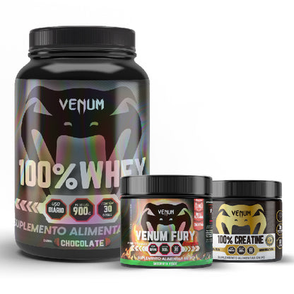 Kit Venum Treino Completo- Whey 100%, Creatine 100% e o Pré-treino Venum Fury Uva Verde